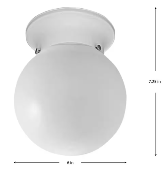 Progress Lighting White 1-Light Flush Mount with White Glass