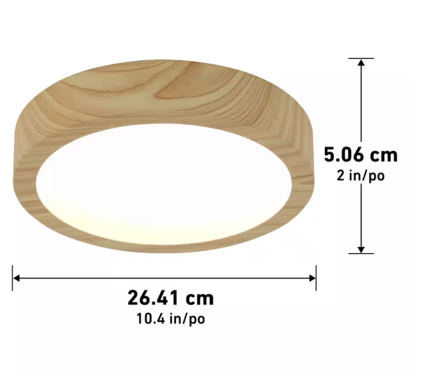 Artika Dryad 10 in. 16 Watt Modern Wood Integrated LED Flush Mount Ceiling Light Fixture for Kitchen or Bedroom