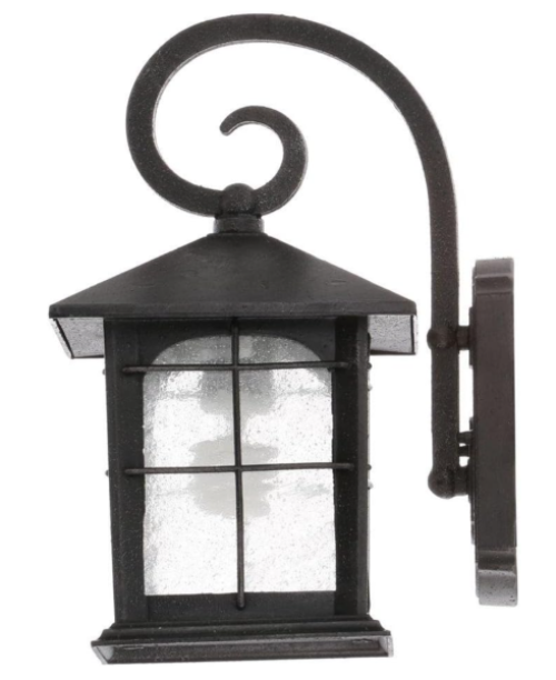 Home Decorators Brimfield 12.75 in. Aged Iron 1-Light Outdoor Wall Sconce