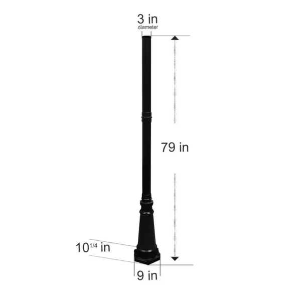 GAMA SONIC Imperial Cast Aluminum 79 in. Outdoor Weather Resistant Black Decorative Post Light Lamp Pole with 3 in. Fitter