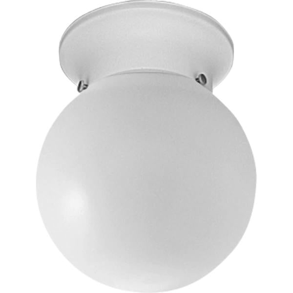 Progress Lighting White 1-Light Flush Mount with White Glass