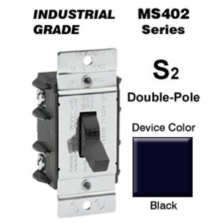 40 Amp 600 Volt Industrial Grade Double Pole Single Phase AC Manual Motor Controller Toggle Switch - Black