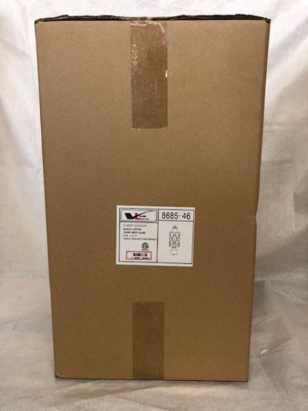 3-Light Outdoor Black Copper Aluminum Lantern Candelabra Post Light Mount with Clear Seedy Glass