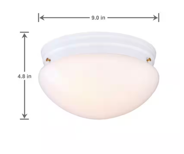 9 in. 2-Light White Mushroom Flush Mount