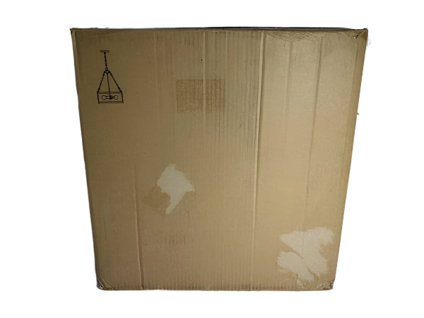 LNC Brown Drum Chandelier 3-Light Cage Black Pendant Farmhouse Chandelier for Foyer with Faux Wood Accents