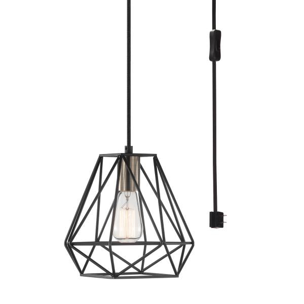 Globe Electric Sansa 1-Light Dark Bronze Plug-in or Hardwire Pendant Lighting 60846