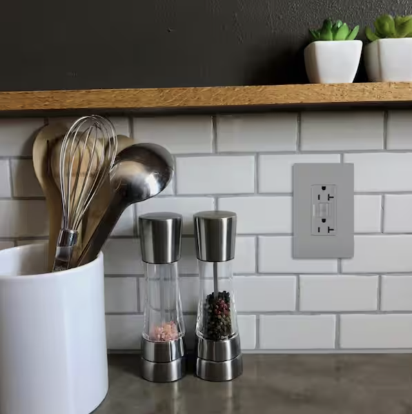 Legrand radiant 20 Amp 125-Volt Tamper Resistant GFCI Residential/Commercial Decorator Duplex Outlet, Gray