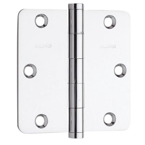 Baldwin 3.5" X 3.5" 1/4" Radius Corner Plain Bearing Polished Chrome Door Hinge