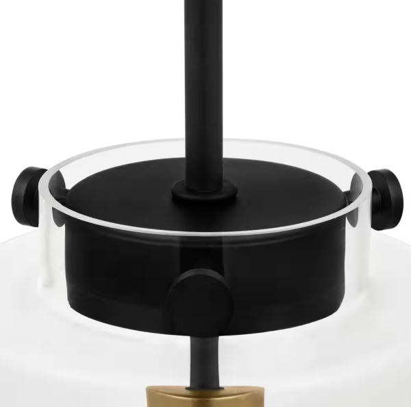 Mullins 6.75 in. 1-Light Coal and Honey Gold Mini Pendant Hanging Light, Kitchen Pendant Lighting with Clear Glass Shade