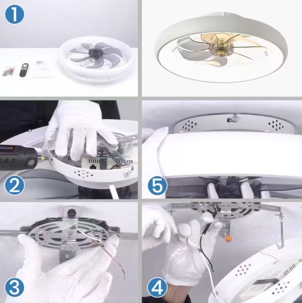 ANTOINE 20 in. LED Indoor White Bladeless App Control Low Profile Ceiling Fan with Light Semi Flush Mount Bedroom Lighting