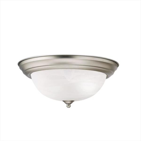 Kichler 13.25 Round Light Brushed Nickel Flush Mount Light with Alabaster Swirl Glass