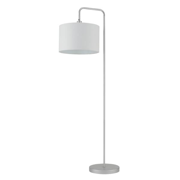Globe Electric Barden 58 in. Silver Finish Floor Lamp with White Fabric Shade