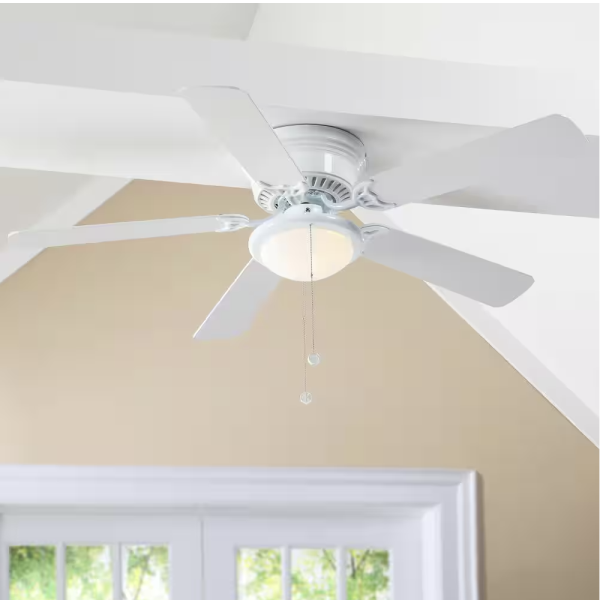 Hugger 52 in. LED Indoor White Ceiling Fan with Light Kit