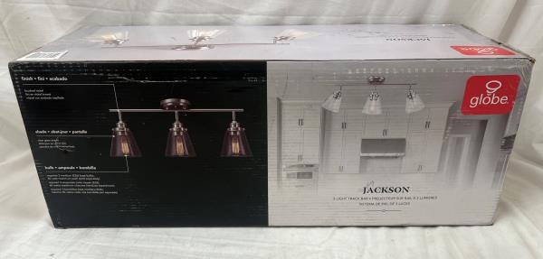 Globe Electric Jackson 2 ft. 3-Light Brushed Nickel Fixed Track Lighting Kit with Clear Glass Shades