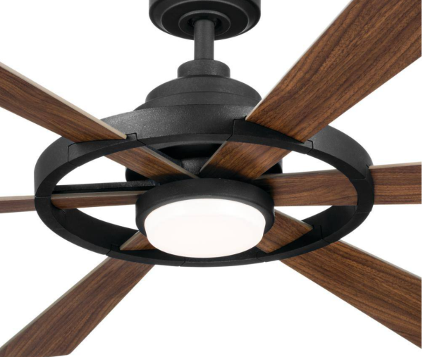 Kichler Range 52 in. Indoor Distressed Black Downrod Mount Ceiling Fan with Integrated LED with Remote Control