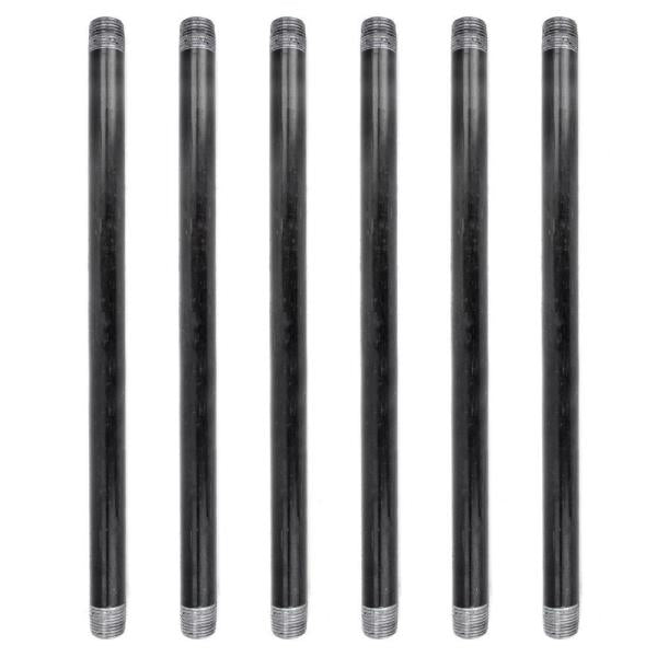Pipe Decor 1/2 in. X 14 in. Black Industrial Steel Grey Plumbing Pipe (6-Pack)
