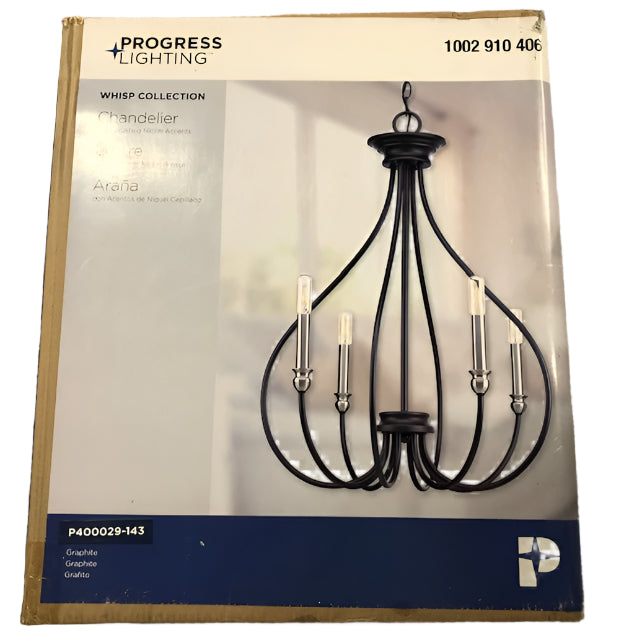 Progress Lighting Whisp Collection 4-Light Graphite Farmhouse Chandelier Light