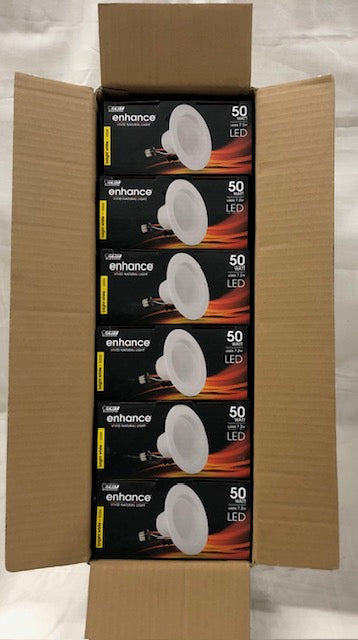 (6-Pack) Electric 4 in. Integrated LED White Retrofit Recessed Light Trim Kit Dimmable CEC Downlight Bright White 3000K (6-Pack)