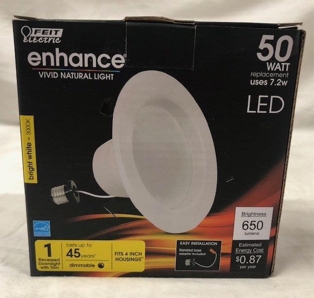 (6-Pack) Electric 4 in. Integrated LED White Retrofit Recessed Light Trim Kit Dimmable CEC Downlight Bright White 3000K (6-Pack)