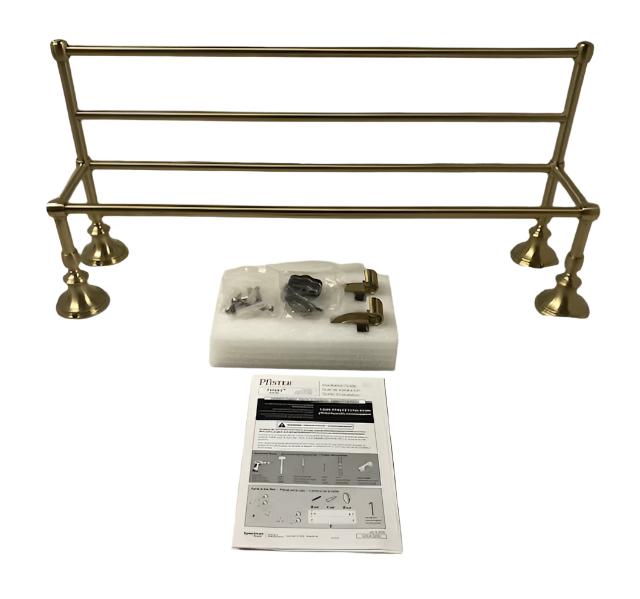 Pfister Tisbury 24 in. 4-Bar Towel Rack with 2-Hanging Hooks in Brushed Gold