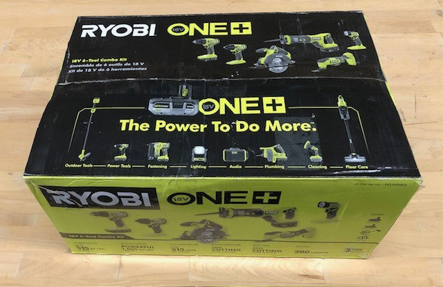 RYOBI ONE+ 18V Cordless 6-Tool Combo Kit with 1.5 Ah Battery, 4.0 Ah Battery, and Charger