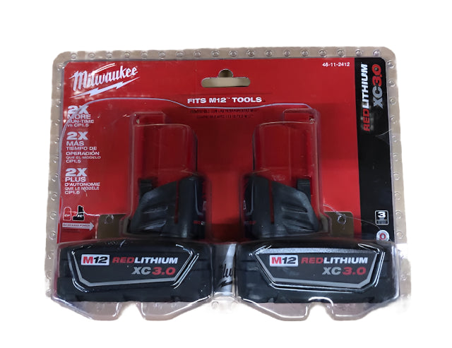 (2-Pack) Milwaukee M12 12-Volt Lithium-Ion XC Extended Capacity 3.0 Ah Battery Pack