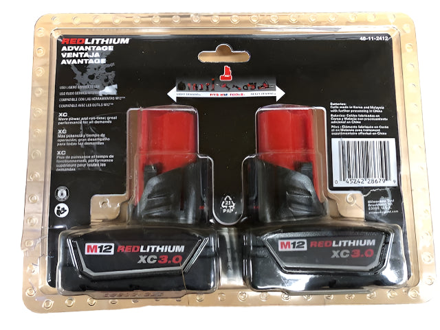(2-Pack) Milwaukee M12 12-Volt Lithium-Ion XC Extended Capacity 3.0 Ah Battery Pack