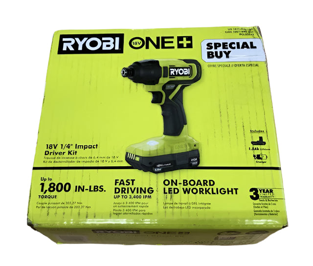 RYOBI ONE+ 18V Cordless 1/4 in. Impact Driver Kit with 1.5 Ah Battery and Charger