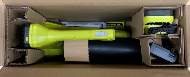 RYOBI ONE+ 18V 90 MPH 250 CFM Cordless Battery Leaf Blower/Sweeper with 2.0 Ah Battery and Charger