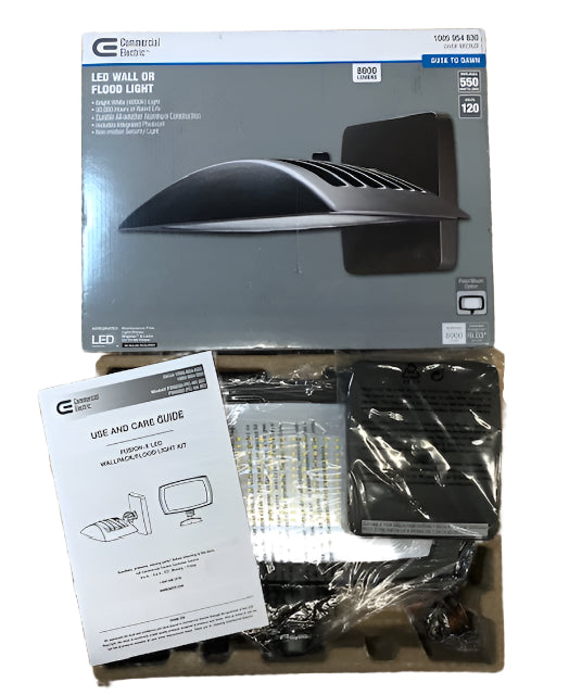 Commercial Electric 550W Equivalent Integrated LED Bronze Outdoor Wall/Flood Light, 8000 Lumens