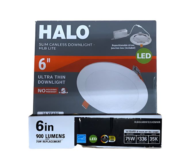 (4 Pack) HALO HLBSL Series 6 in. Adjustable CCT Canless IC Rated Dimmable Indoor, Outdoor Integrated LED Recessed Light Kit