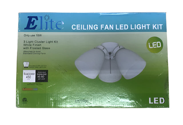 Elite 3-Light White Ceiling Fan Shades LED Light Kit