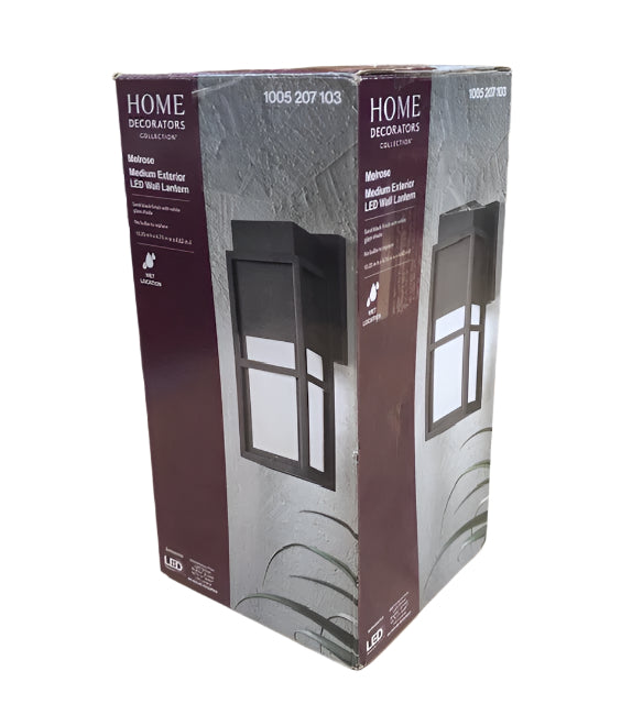 Home Decorators Collection Melrose 10.25 in. 1-Light Sand Black LED Outdoor Wall Mount Lantern