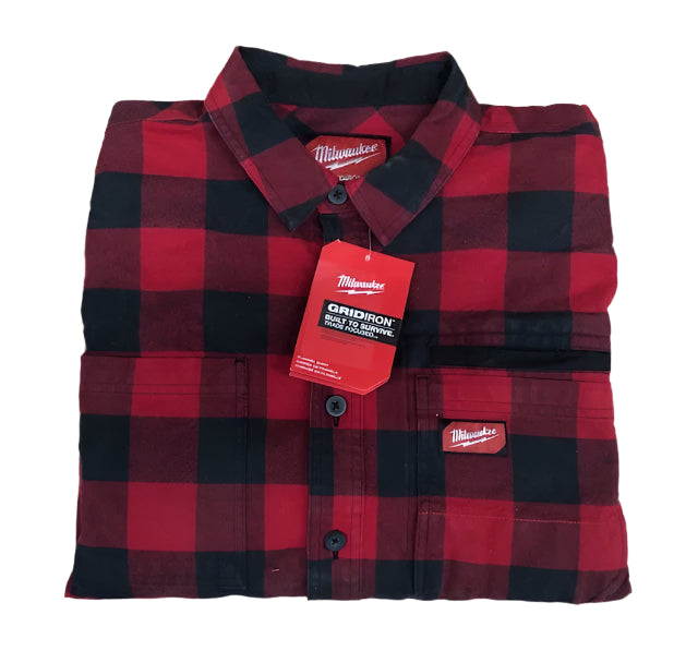 Milwaukee Men's Extra Large Red GRIDIRON Flannel Shirt