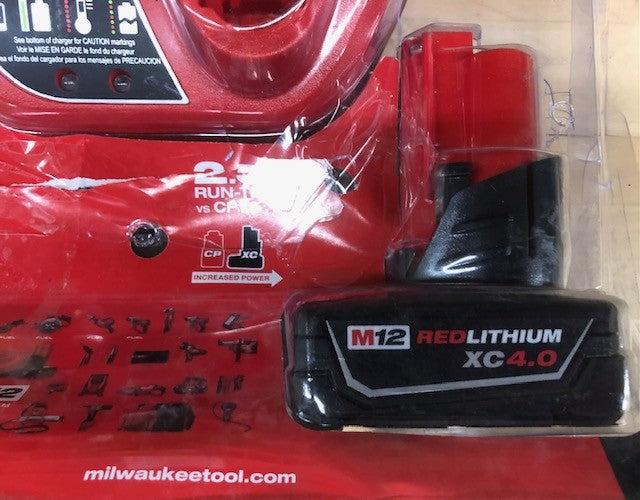 Milwaukee M12 12-Volt Lithium-Ion XC Battery Pack 4.0 Ah and Charger Starter Kit