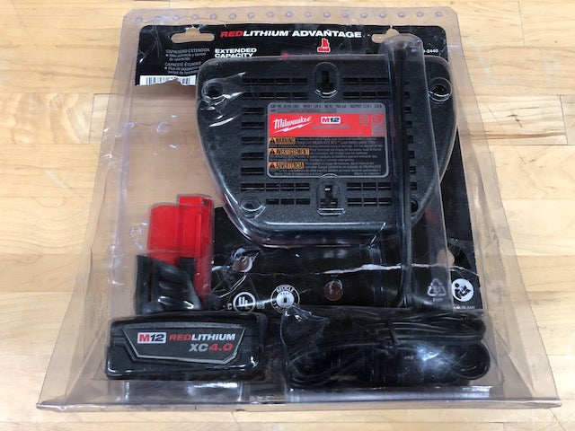 Milwaukee M12 12-Volt Lithium-Ion XC Battery Pack 4.0 Ah and Charger Starter Kit