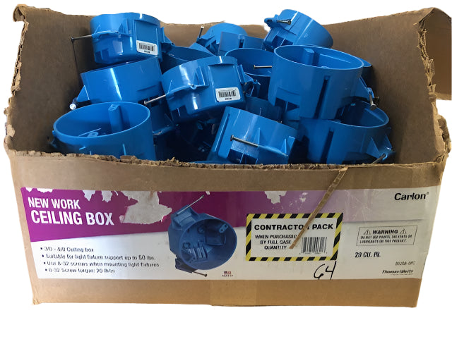 Carlon 1-Gang 20 cu. in. New Work Electrical Ceiling Box with Captive Nails (Case of 64)