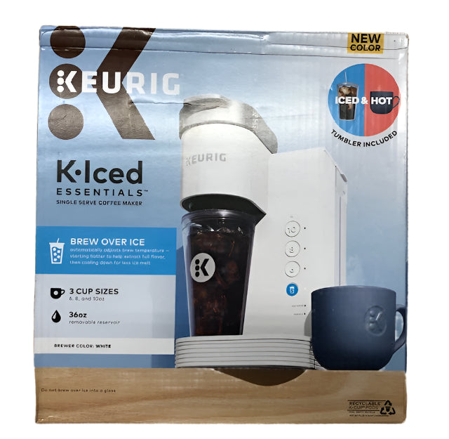 Keurig K-Iced Essentials Iced and Hot Single-Serve K-Cup Pod Coffee Maker, White