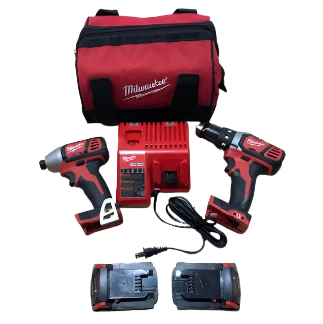 Milwaukee M18 18V Lithium-Ion Cordless Drill Driver/Impact Driver Combo Kit (2-Tool) W/ Two 1.5Ah Batteries, Charger Tool Bag