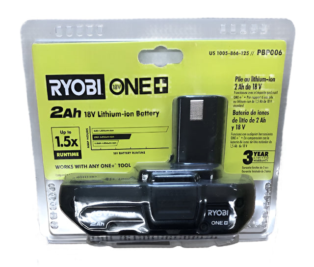 RYOBI ONE+ 18V 2.0 Ah Lithium-Ion Battery