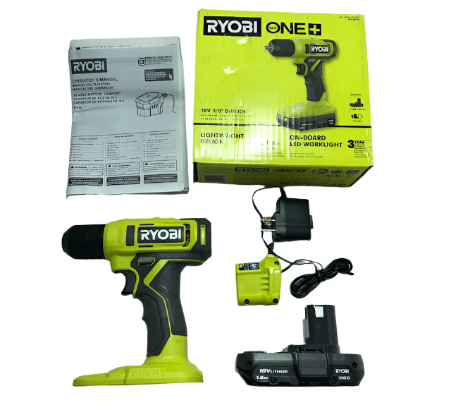 RYOBI ONE+ 18V Cordless 3/8 in. Drill/Driver Kit with 1.5 Ah Battery and Charger