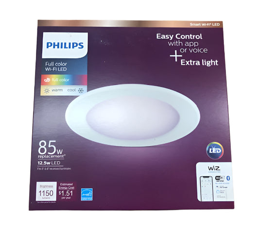 Philips 5 in. /6 in. Integrated LED Color Changing 85-Watt Equivalent Dimmable Smart Wi-Fi Wiz Recessed Light Kit (1-Pack)