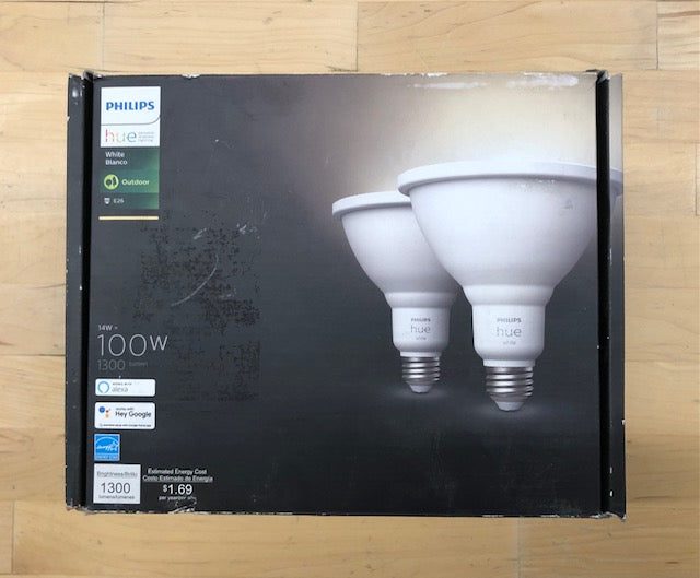 Philips Hue White Outdoor PAR38 LED 120W Equivalent Waterproof Dimmable Smart Wireless Flood Light Bulb (2 Pack)