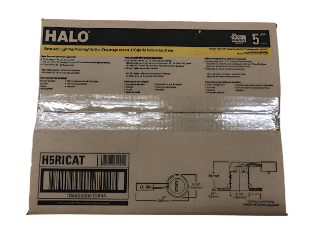 (6 Pack)HALO H5 5 in. Aluminum Recessed Lighting Housing for Remodel Ceiling, Insulation Contact, Air-Tite