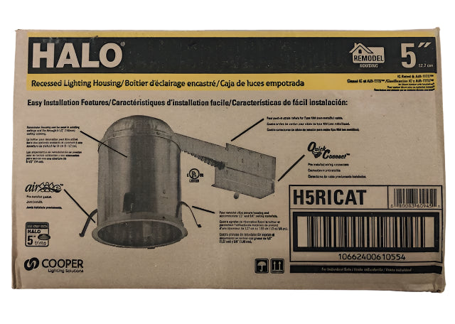 (6 Pack)HALO H5 5 in. Aluminum Recessed Lighting Housing for Remodel Ceiling, Insulation Contact, Air-Tite
