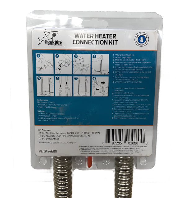 SharkBite Push to Connect Water Heater Connection Kit 3/4" x 3/4" FIP 24680