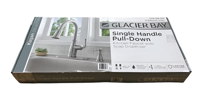 Glacier Bay Kagan Stainless Steel 15 in. H Pull Down Sprayer Kitchen Faucet with 360° Swivel Spout