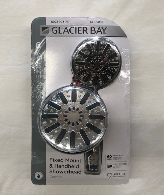 Glacier Bay 6-Spray 5 in. Dual Wall Mount Fixed and Handheld Shower Head 1.8 GPM in Chrome