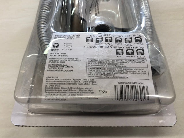 Glacier Bay 6-Spray 5 in. Dual Wall Mount Fixed and Handheld Shower Head 1.8 GPM in Chrome