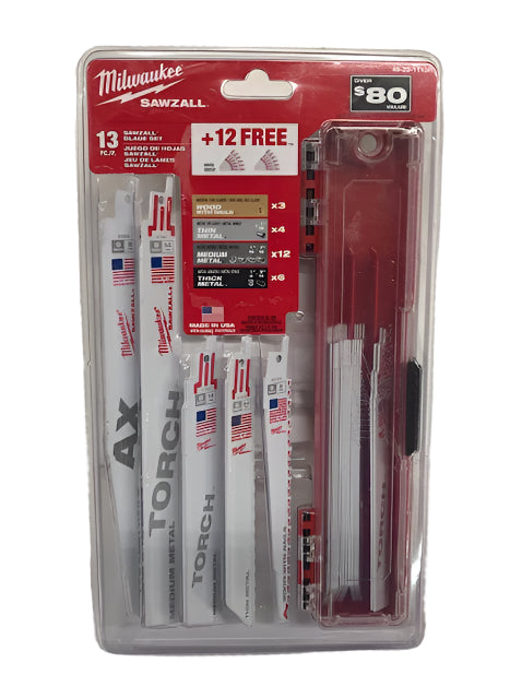 Milwaukee SAWZALL Demolition Nail-Embedded Wood and Metal Cutting Bi-Metal Reciprocating Saw Blade Set (25-Piece)
